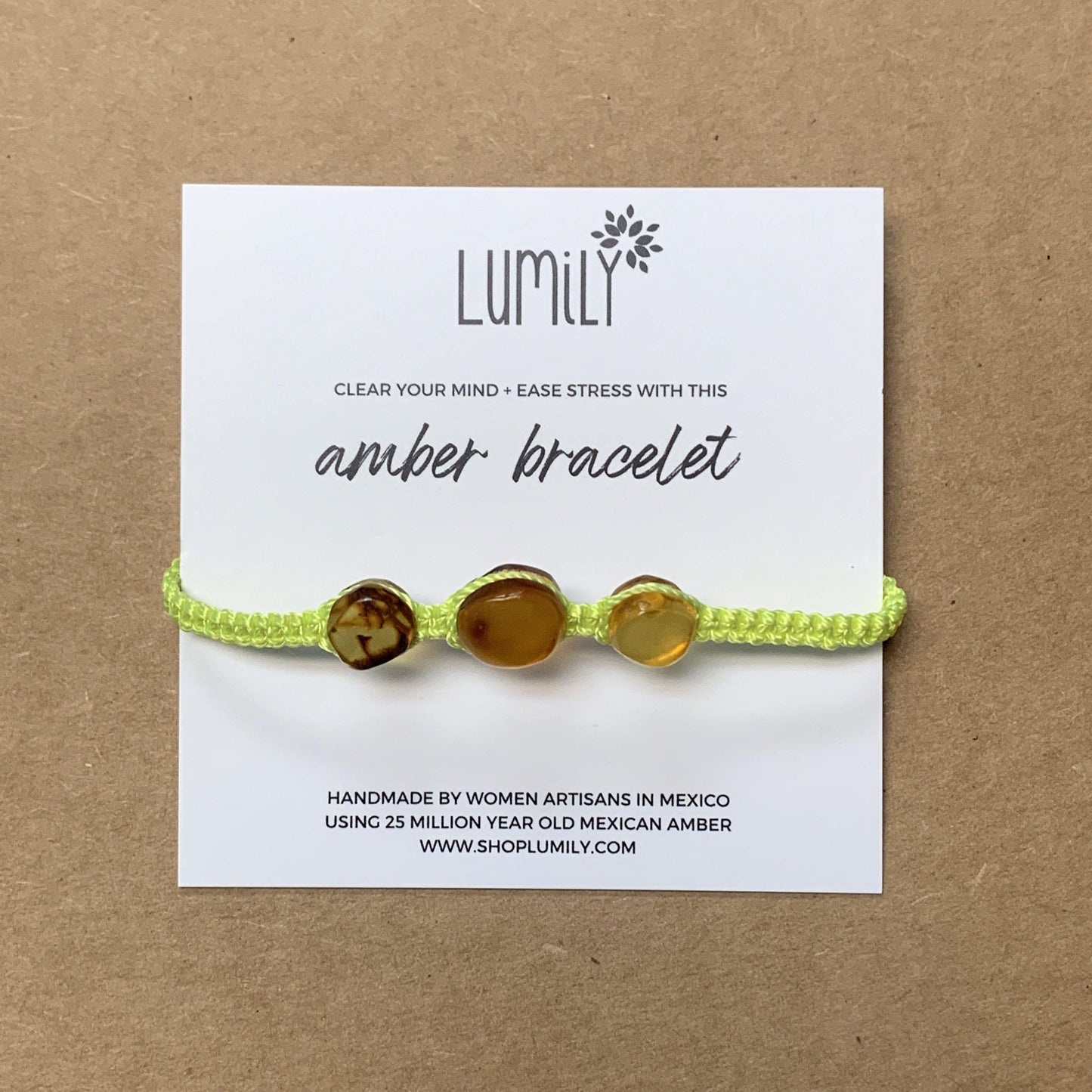 Erika Triple Amber Macrame Pull String Friendship Bracelet - Mexico