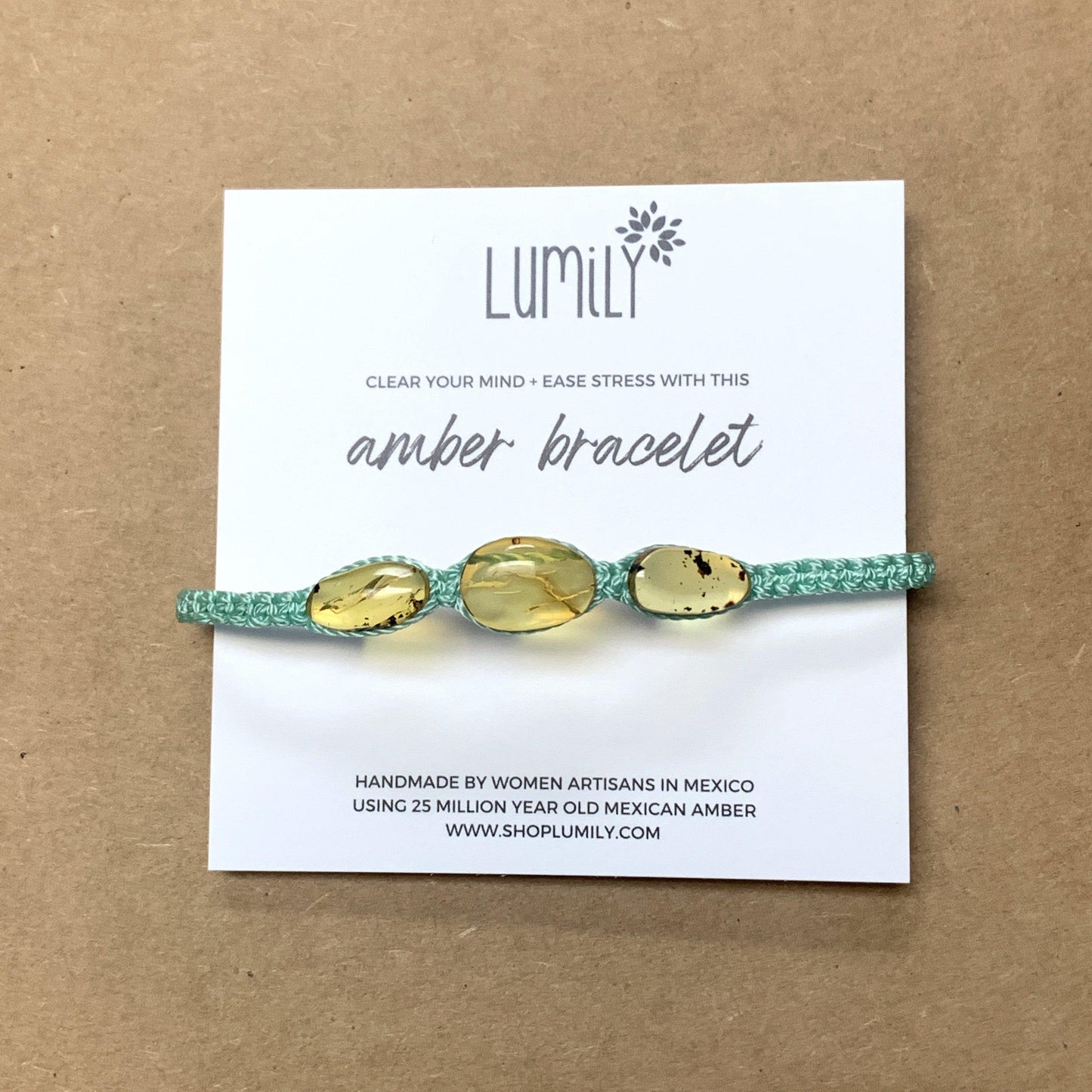 Erika Triple Amber Macrame Pull String Friendship Bracelet - Mexico