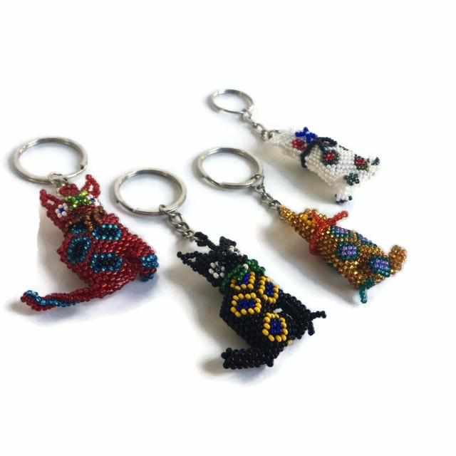 Cat Seed Bead Handcrafted Key Chain - Guatemala