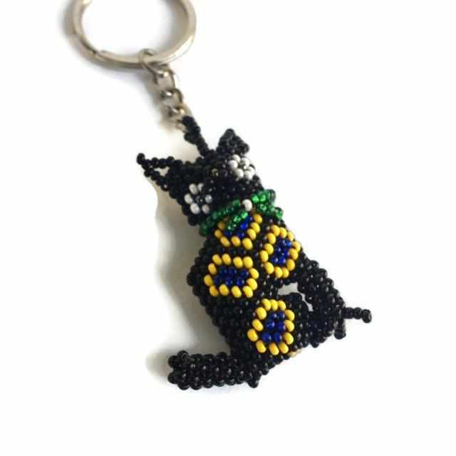 Cat Seed Bead Handcrafted Key Chain - Guatemala