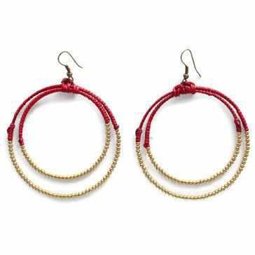 Cherish Brass Bead Hoop Earrings - Thailand