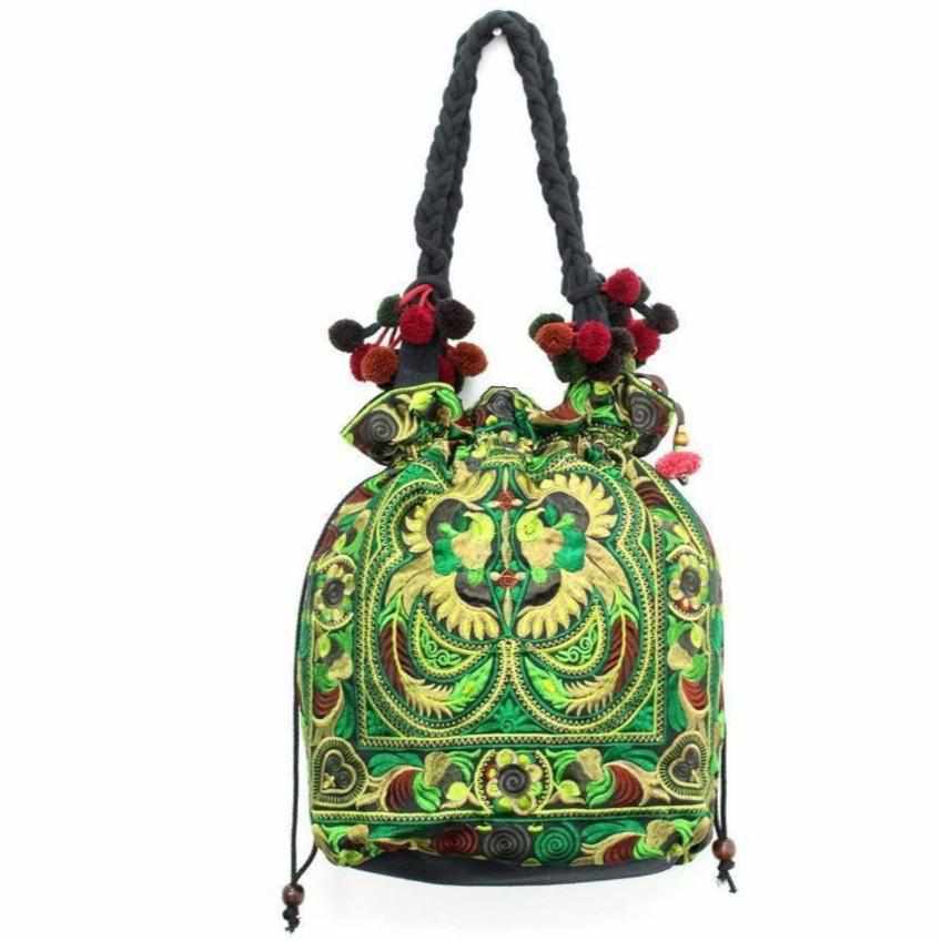 Cinch Hmong Embroidered Shoulder Purse - Thailand