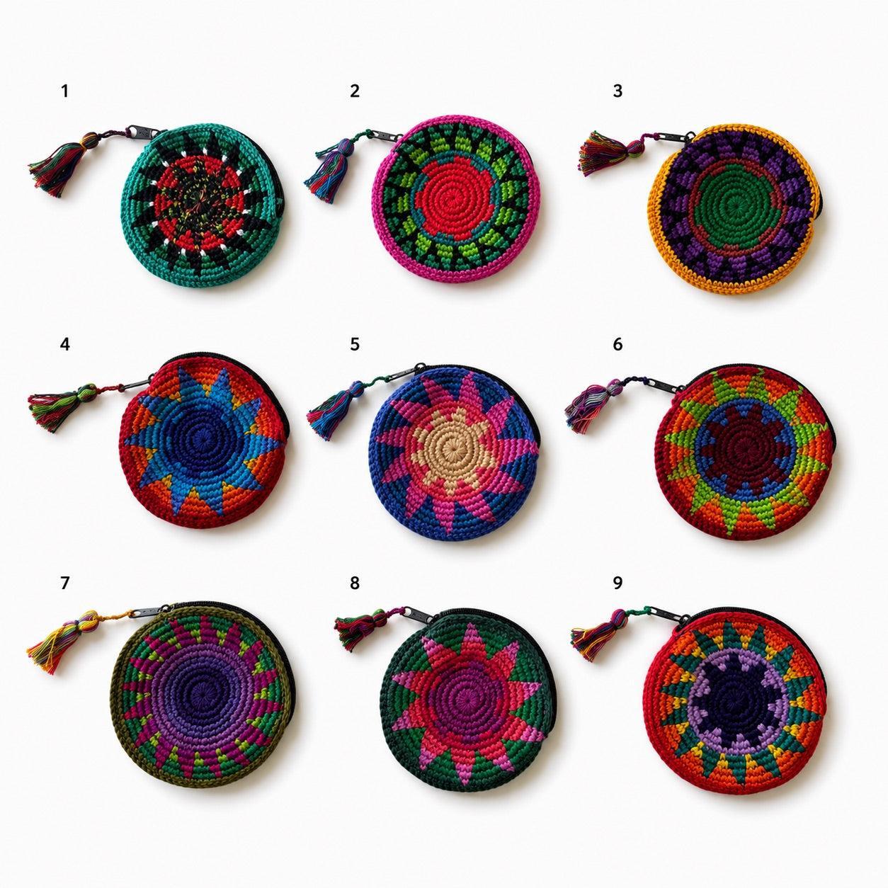 Moon Crochet Knit Footbag Multicolor Handmade Coin Purse - Guatemala