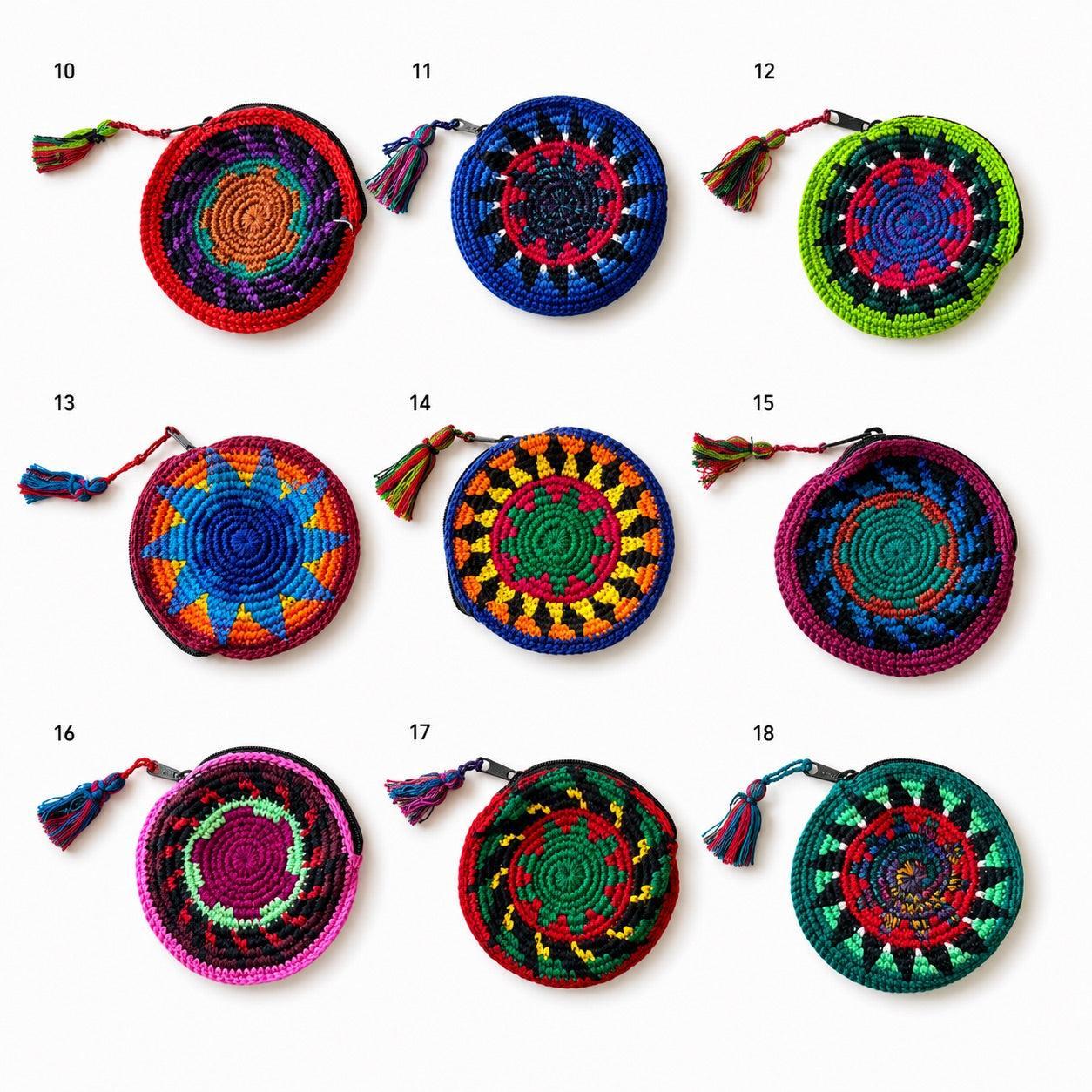 Moon Crochet Knit Footbag Multicolor Handmade Coin Purse - Guatemala