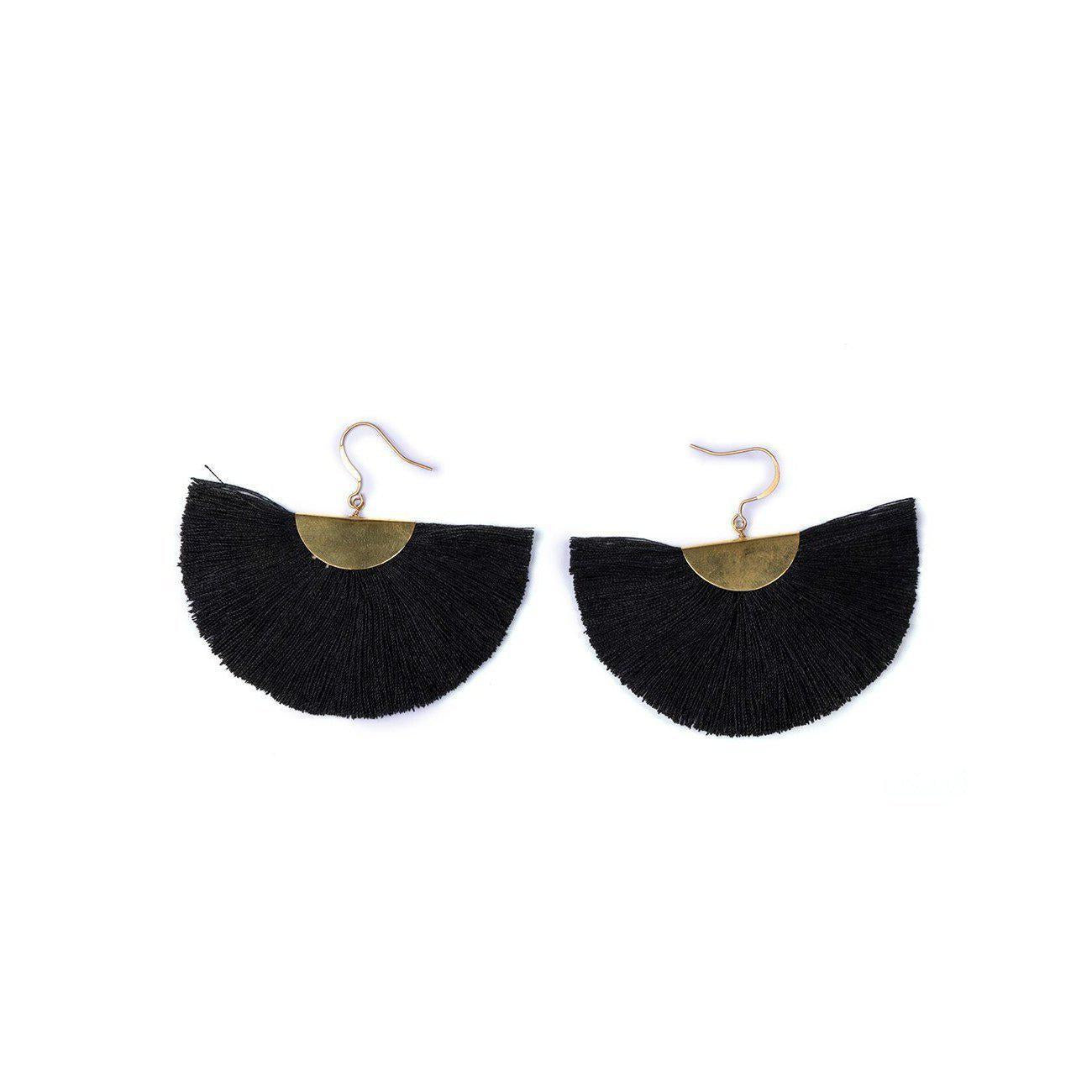 Cleo Fan Boho Colorful Brass Earrings - Thailand