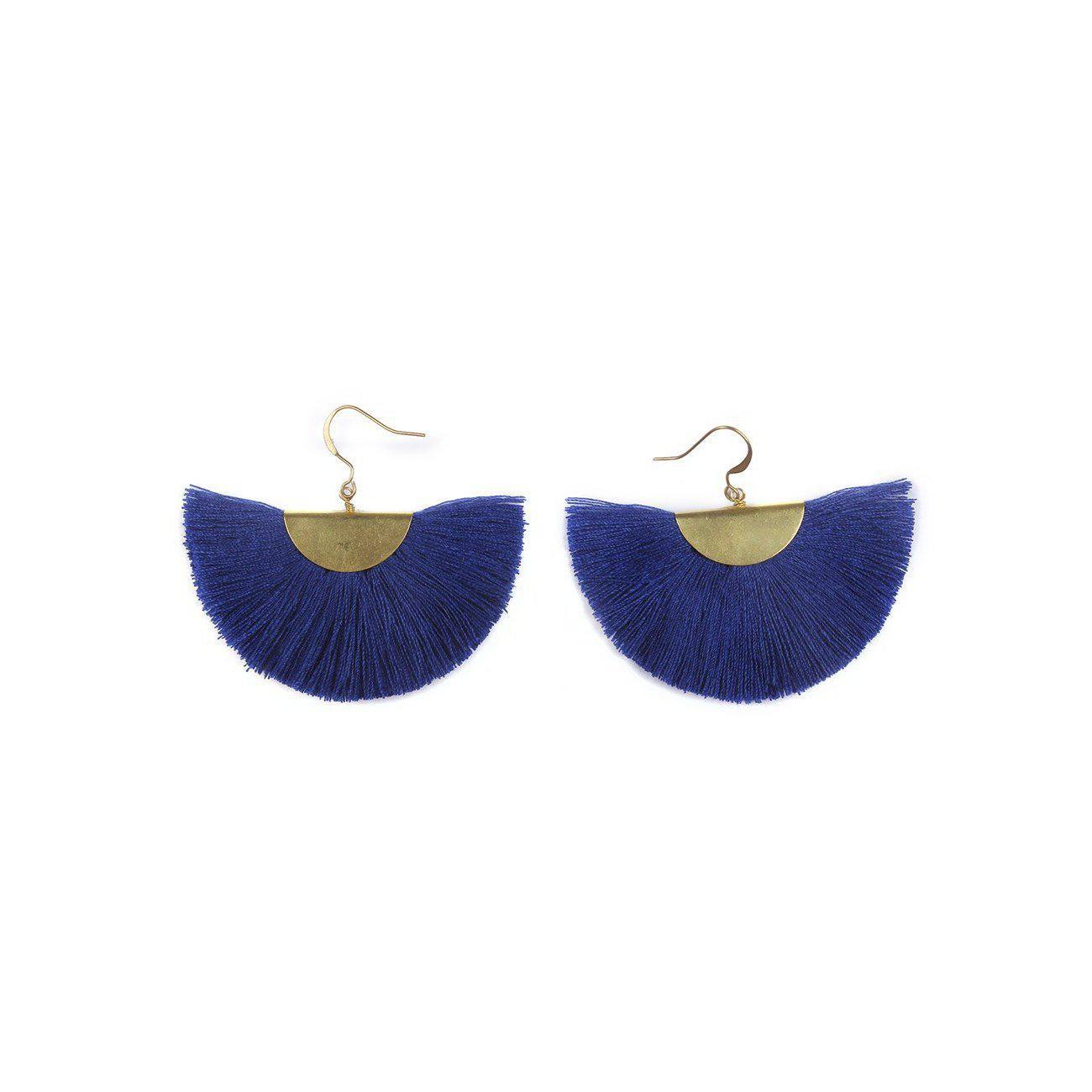 Cleo Fan Boho Colorful Brass Earrings - Thailand