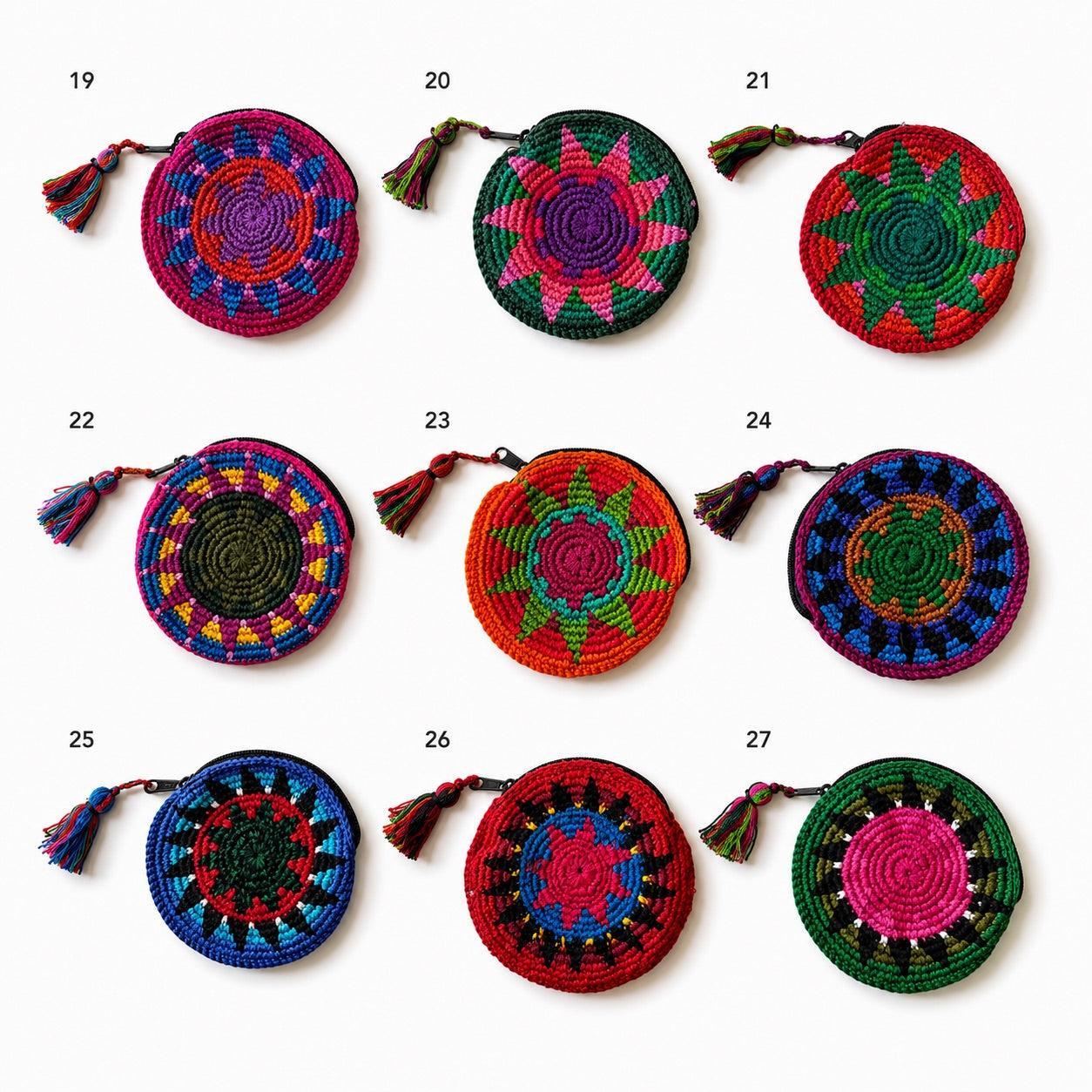 Moon Crochet Knit Footbag Multicolor Handmade Coin Purse - Guatemala