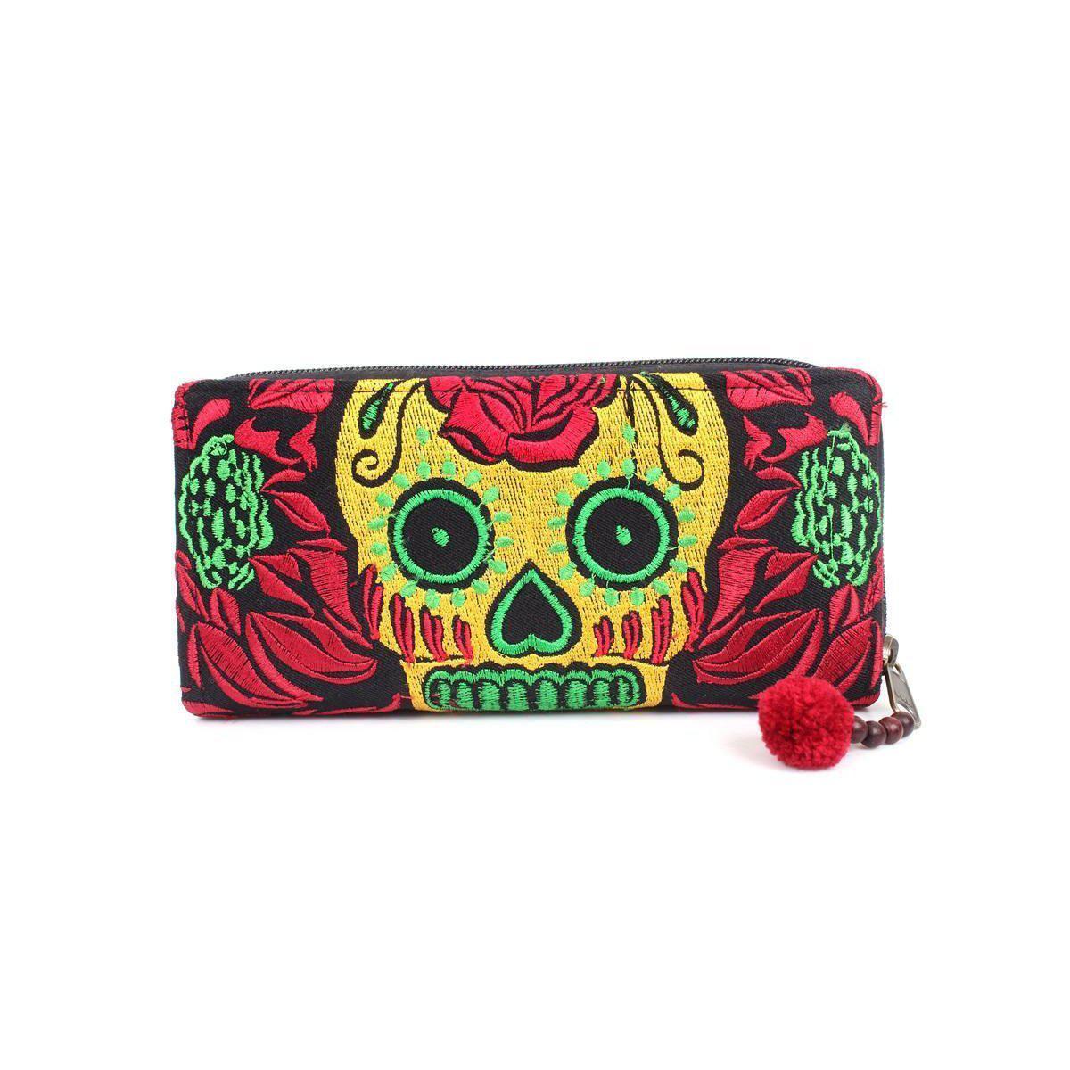 Culturas Sugar Skull Day of the Dead Embroidered Wallet - Thailand