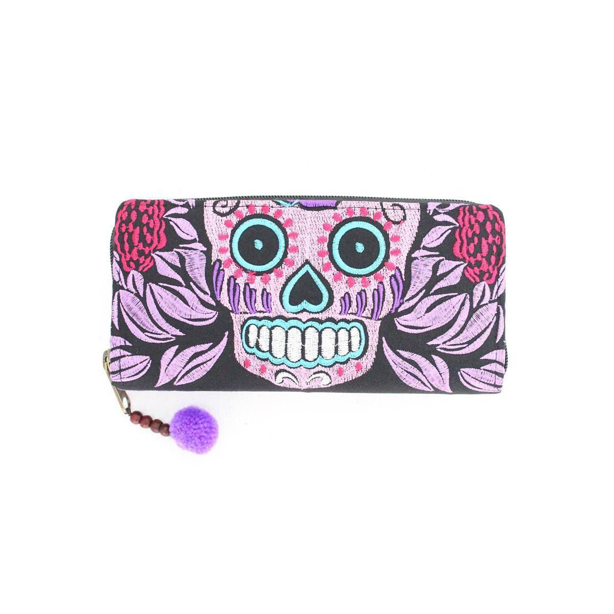 Culturas Sugar Skull Day of the Dead Embroidered Wallet - Thailand
