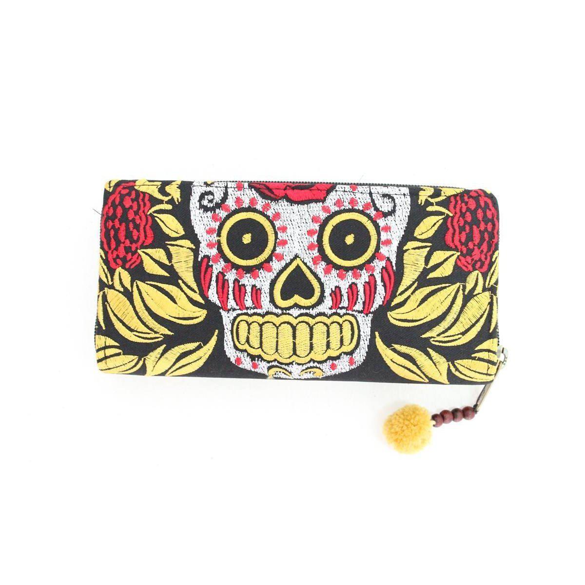 Culturas Sugar Skull Day of the Dead Embroidered Wallet - Thailand