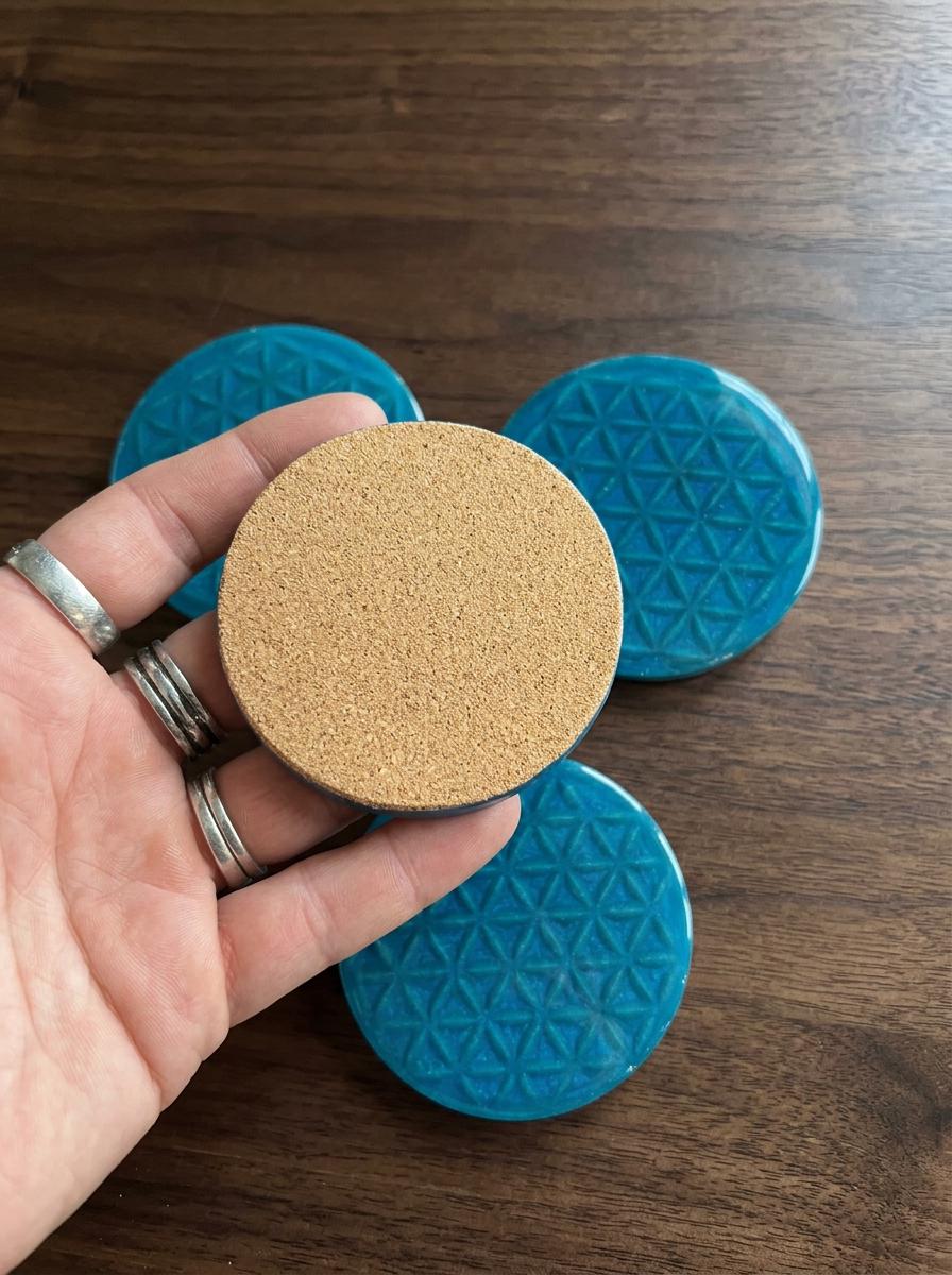 Flower of Life Resin Coasters | Teal Blue Sacred Geometry Drinkware