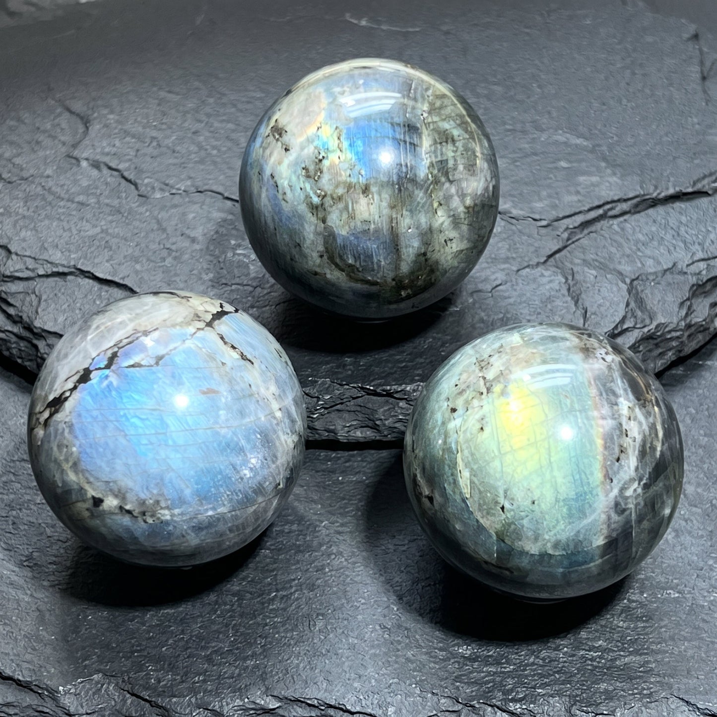 Flashy Labradorite Spheres (50-60mm)  Carving
