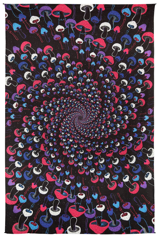 3D Glow in the Dark Tapestry Mushroom Spiral Tapestries: 60x90 inches