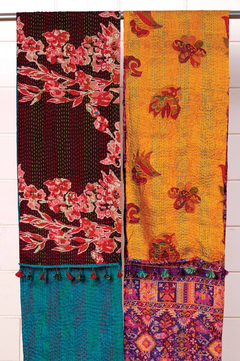 Silk Kantha Sari Tassel Scarves
