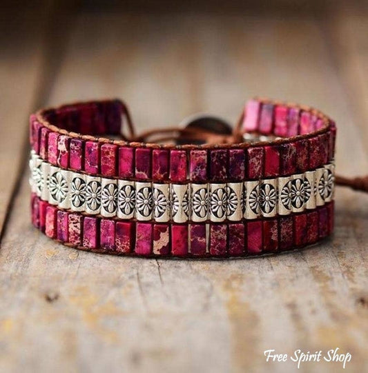 Tibetan Fuchsia Jasper Wrap Bracelet