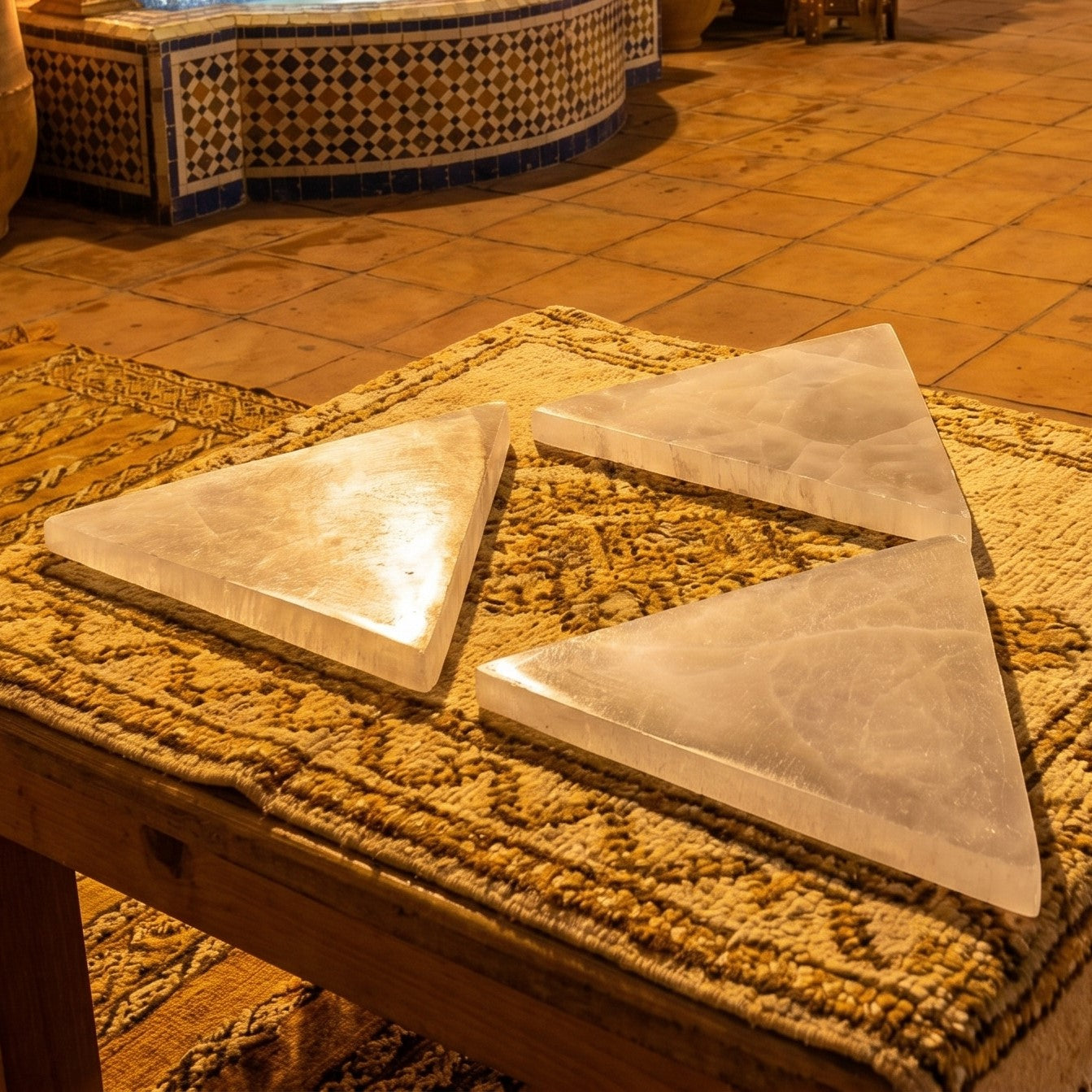 Selenite Satin Spar Crystal Triangle Plate Carving (6 inch)