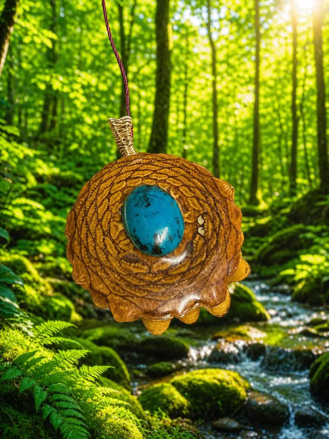 Chrysocolla Pinecone Pendant | Handmade PNW Jewelry | #55