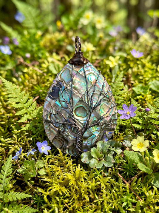 Abalone Shell Pendant | Wire Wrapped Tree of Life Necklace | Nature Inspired Jewelry