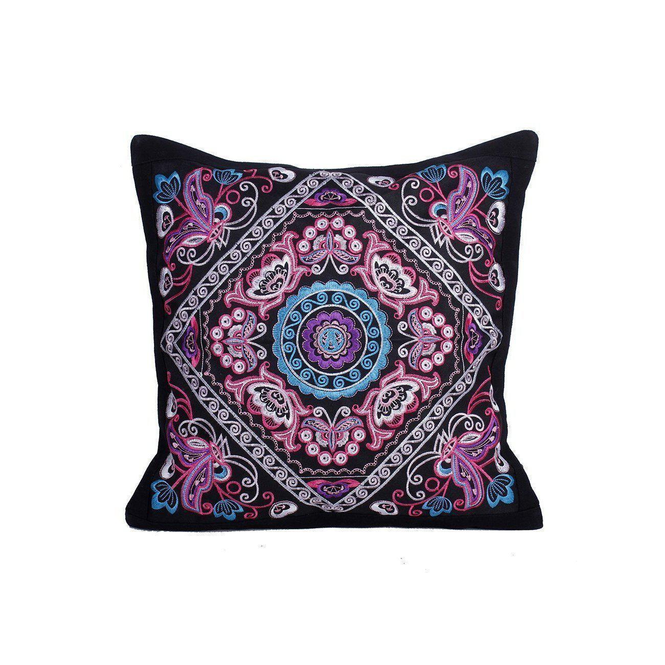 Diamond Flower Embroidered Pillow Cover - Thailand