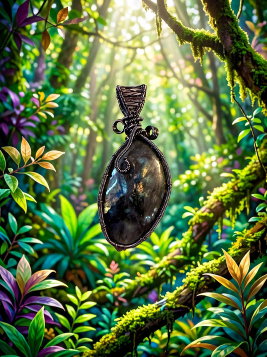 Wire Wrapped Labradorite Forestshade Aura Pendant