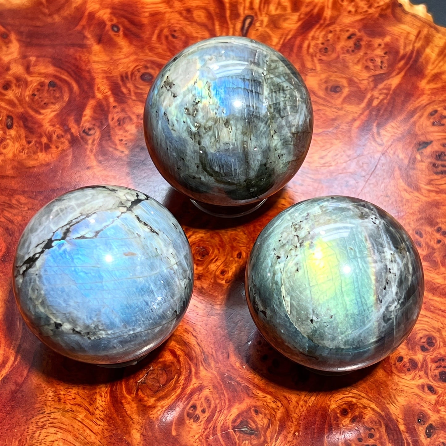 Flashy Labradorite Spheres (50-60mm)  Carving