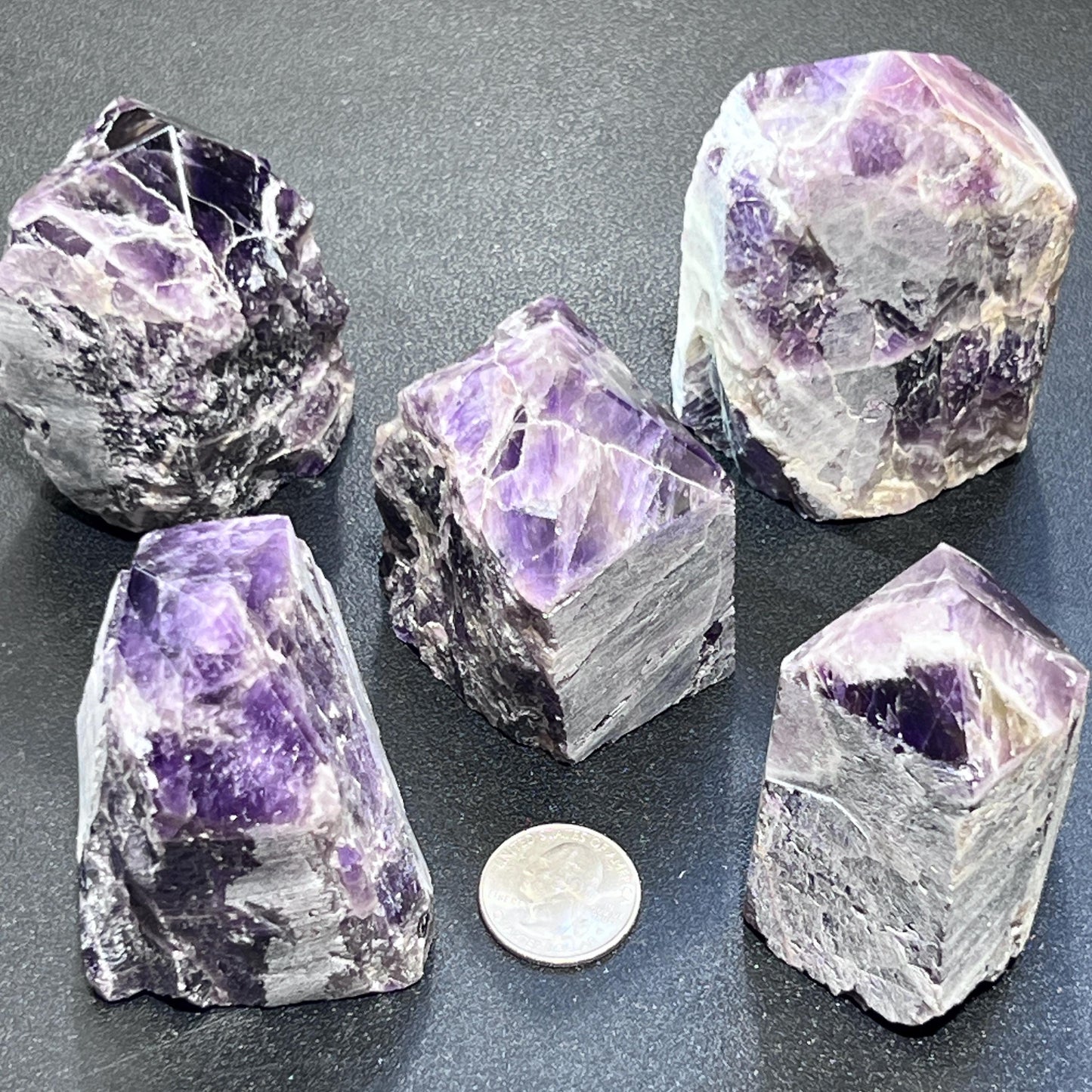 Banded Amethyst Crystal Point Tower Carving