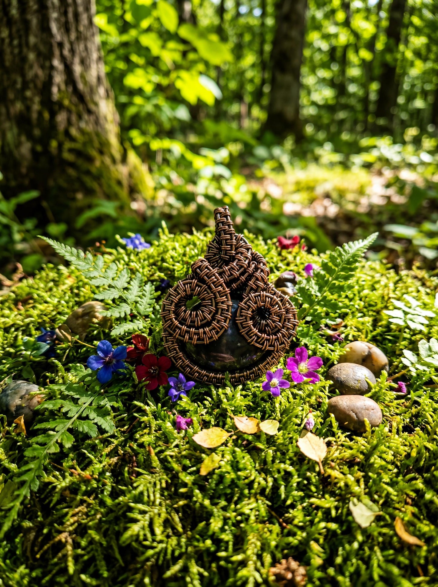Wire Wrapped Obsidian Forestwatch Guardian Pendant