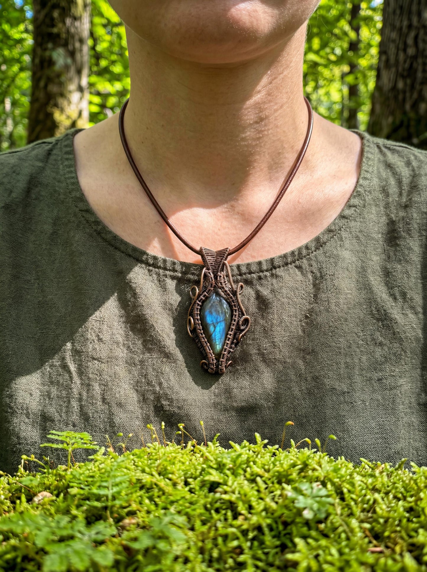Wire Wrapped Nightveil Sigil Pendant | Dark Crystal Necklace | Forest Arcane Jewelry | Handmade Statement Piece