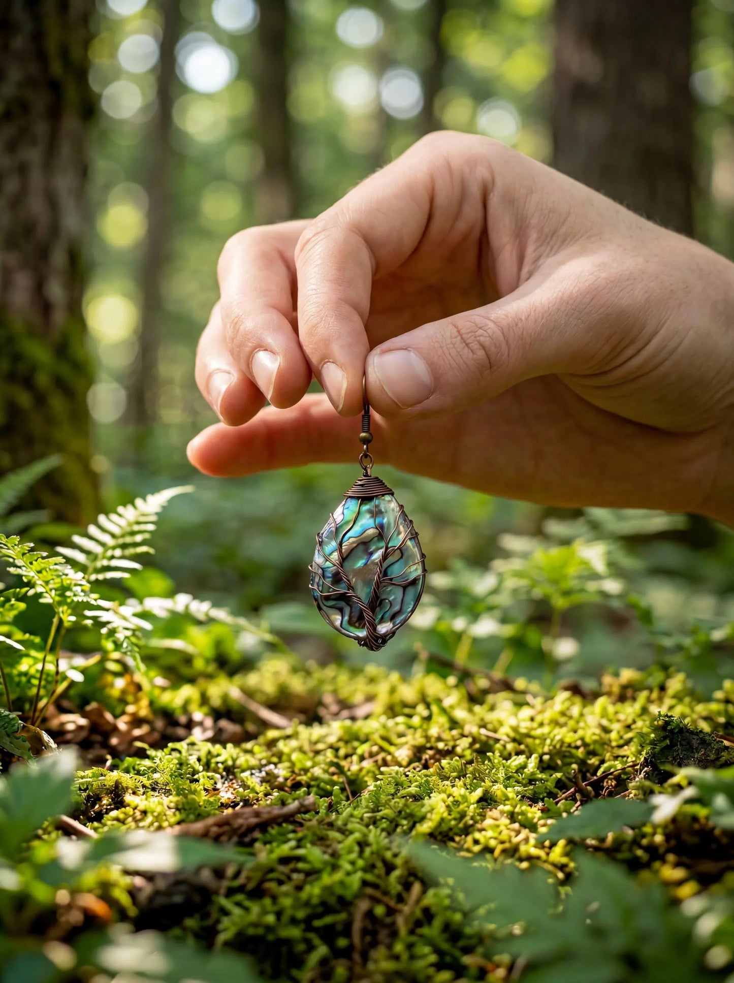 Wire Wrapped Tree of Life Earrings – Abalone Shell Statement Earrings – Handmade Boho Artisan Jewelry Gift for Her