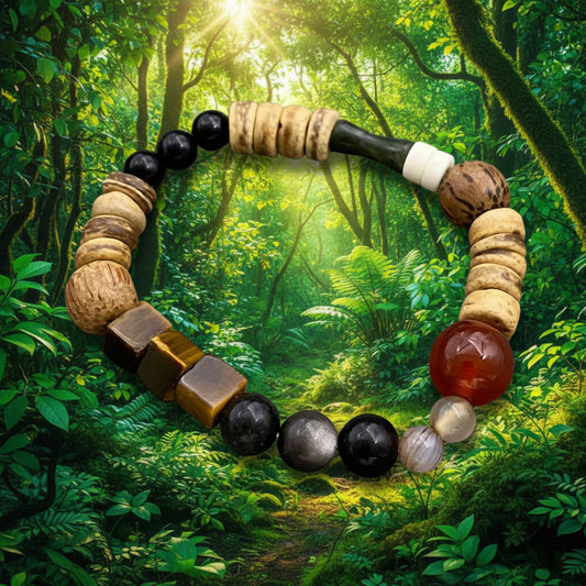 Stone & Agate & Wood Beaded Elastic Bracelet - CS