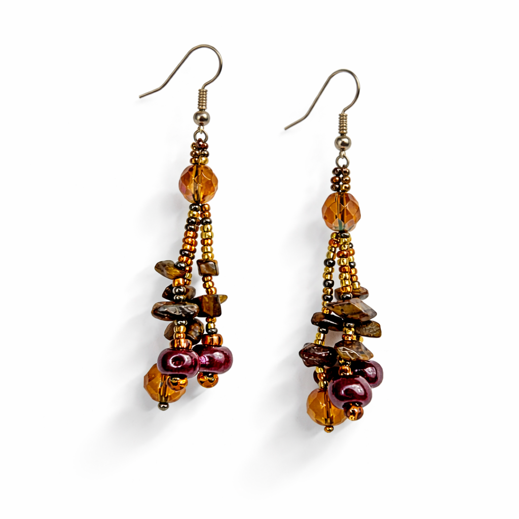 Luzy Seed Bead Crystal Dangly Earrings - Guatemala