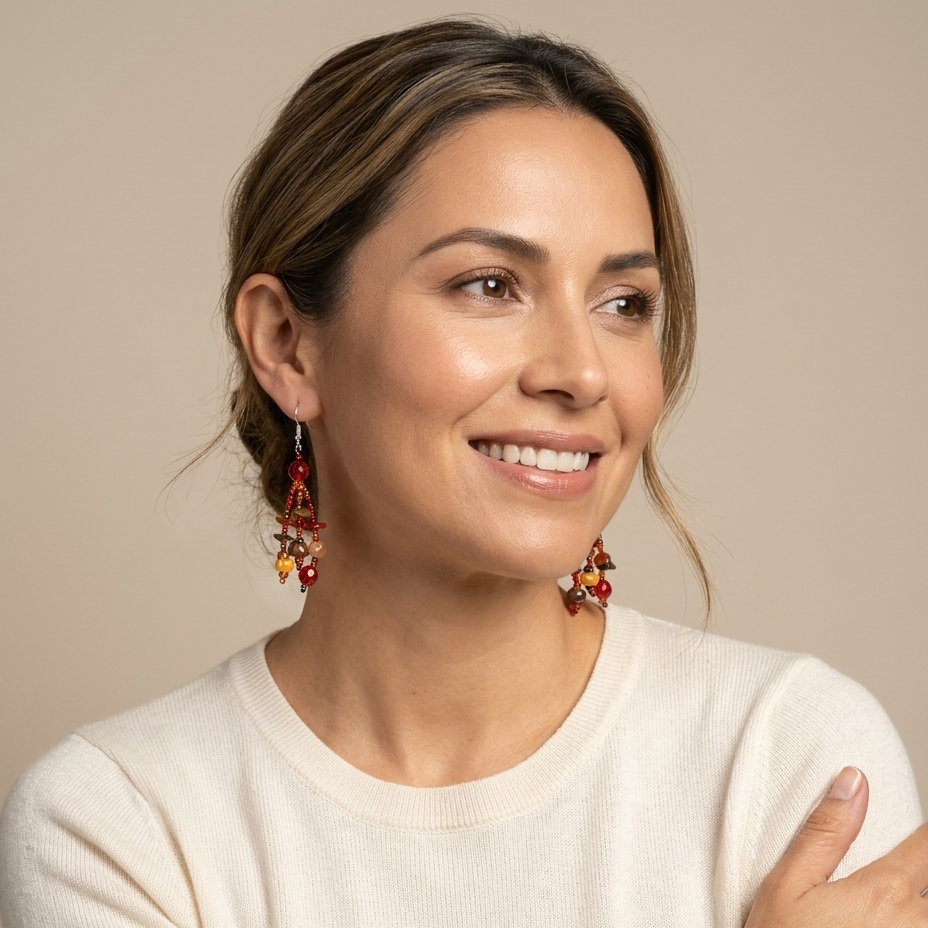 Luzy Seed Bead Crystal Dangly Earrings - Guatemala