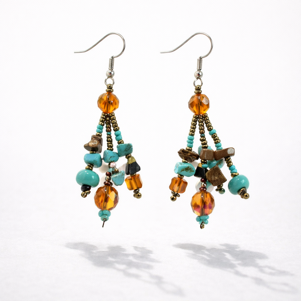 Luzy Seed Bead Crystal Dangly Earrings - Guatemala