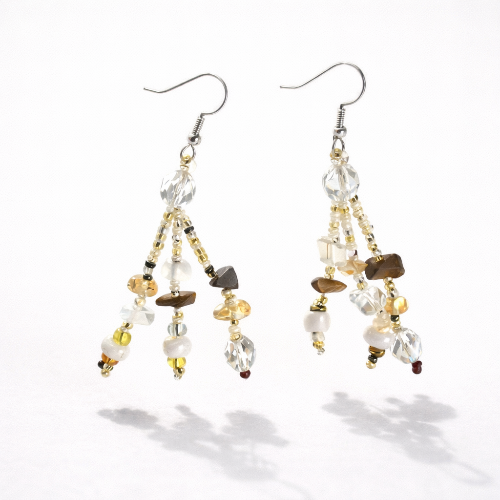Luzy Seed Bead Crystal Dangly Earrings - Guatemala