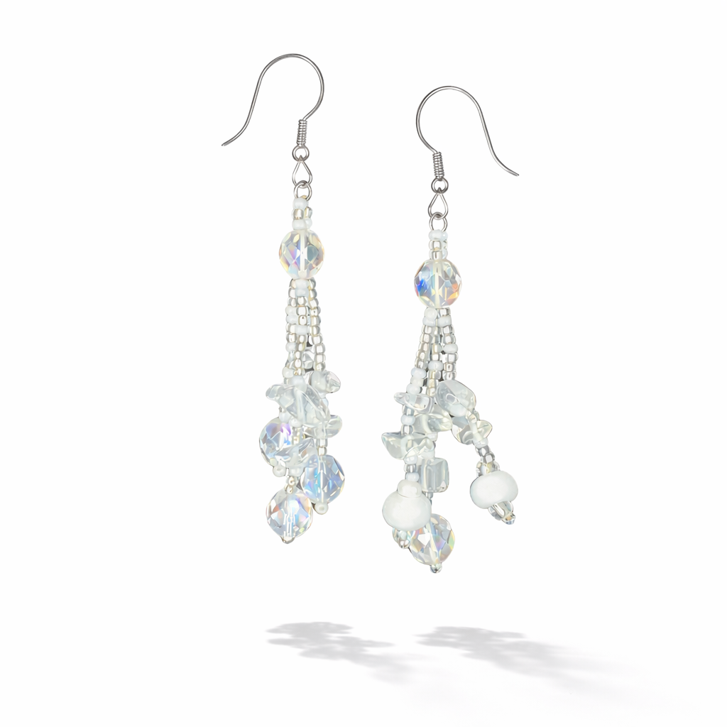 Luzy Seed Bead Crystal Dangly Earrings - Guatemala