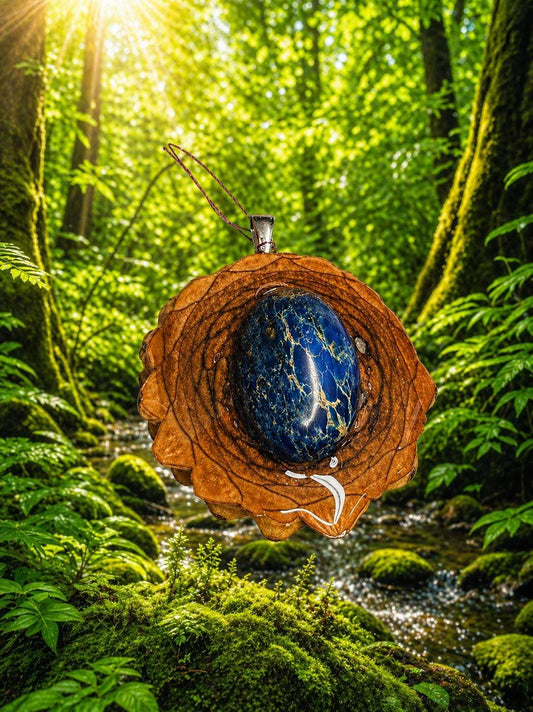 Blue Sea Sediment Jasper Pinecone Pendant | Handmade PNW Jewelry | #53
