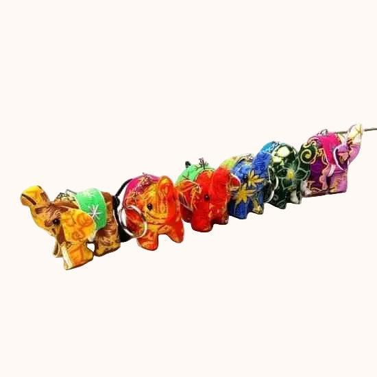 Elephant Textile Keychain | Handmade Zipper Pull from Upcycled Fabric | Thailand