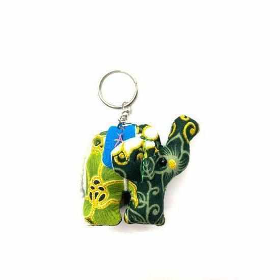 Elephant Textile Keychain | Handmade Zipper Pull from Upcycled Fabric | Thailand