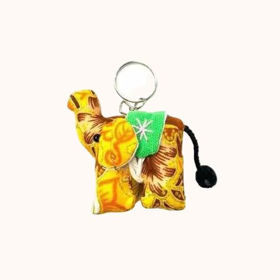 Elephant Textile Keychain | Handmade Zipper Pull from Upcycled Fabric | Thailand