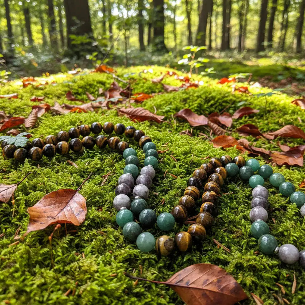 Tiger’s Eye and Green Jade Mala Bead Necklace: Knotted Mala Necklace