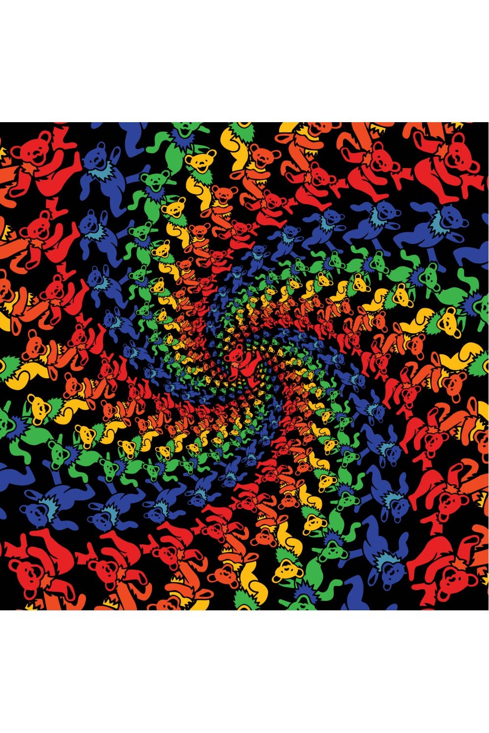 3D Grateful Dead Bandana Rainbow Bear Spiral