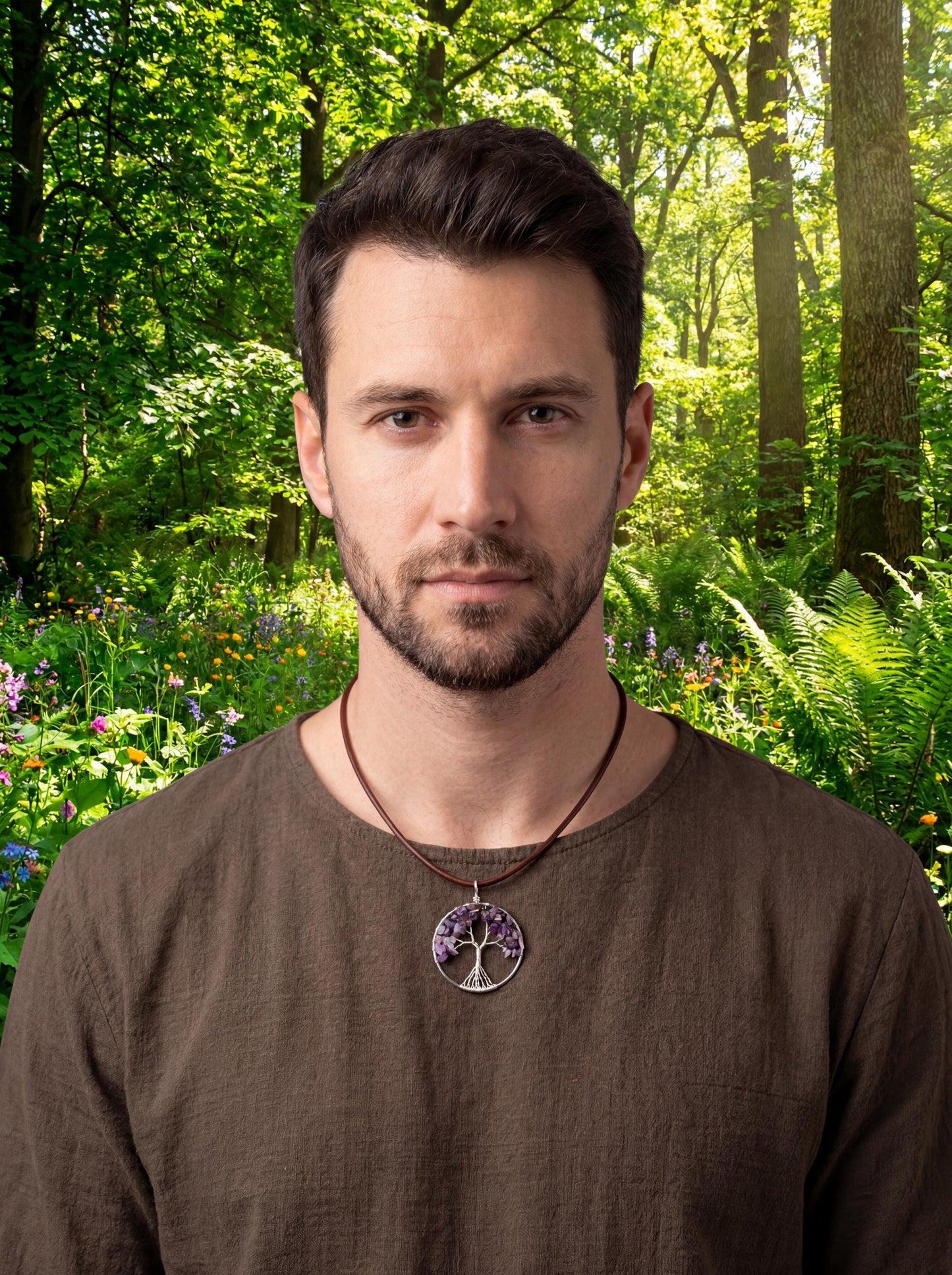 Wire Wrapped Amethyst Tree of Life Pendant