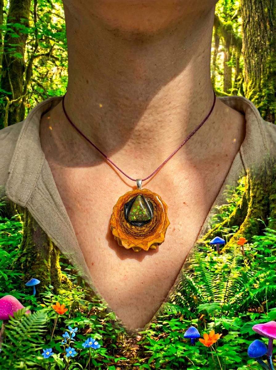 Ammolite Pinecone Pendant