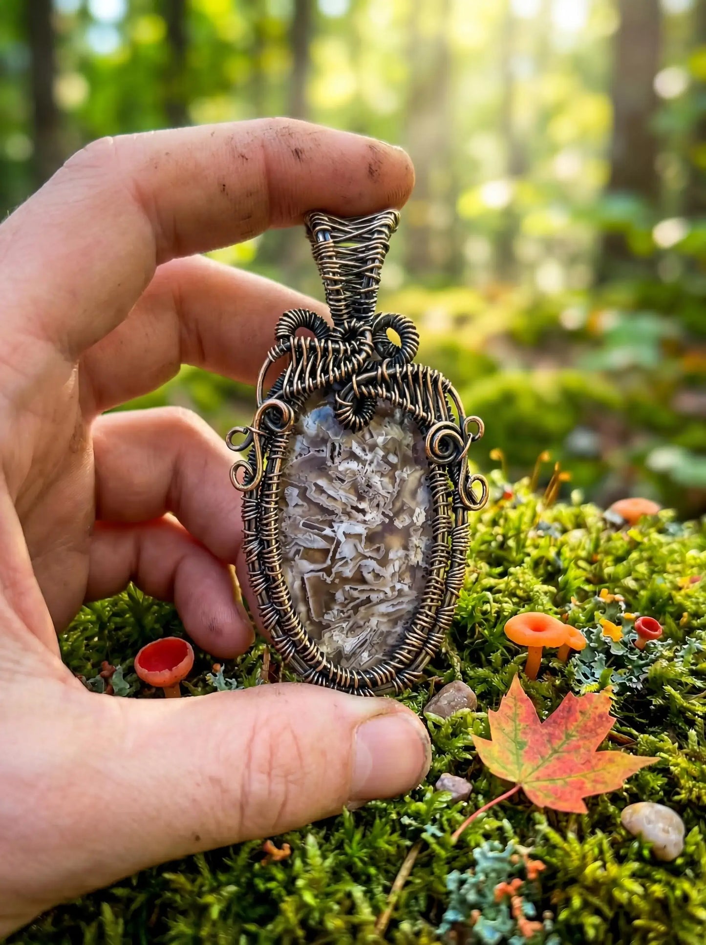 Wire Wrapped Crystal Pendant | Forest Woodland Talisman Necklace