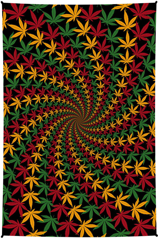 3D Tapestry Rasta Leaf Spiral Hanger Packaged Tapestries: 60x90 inches