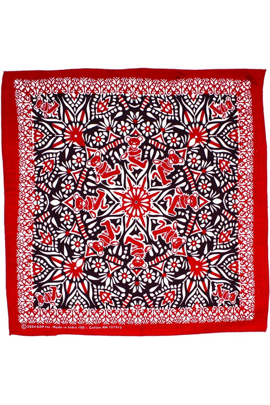 Grateful Dead Red Bear Mandala Bandana 22x22