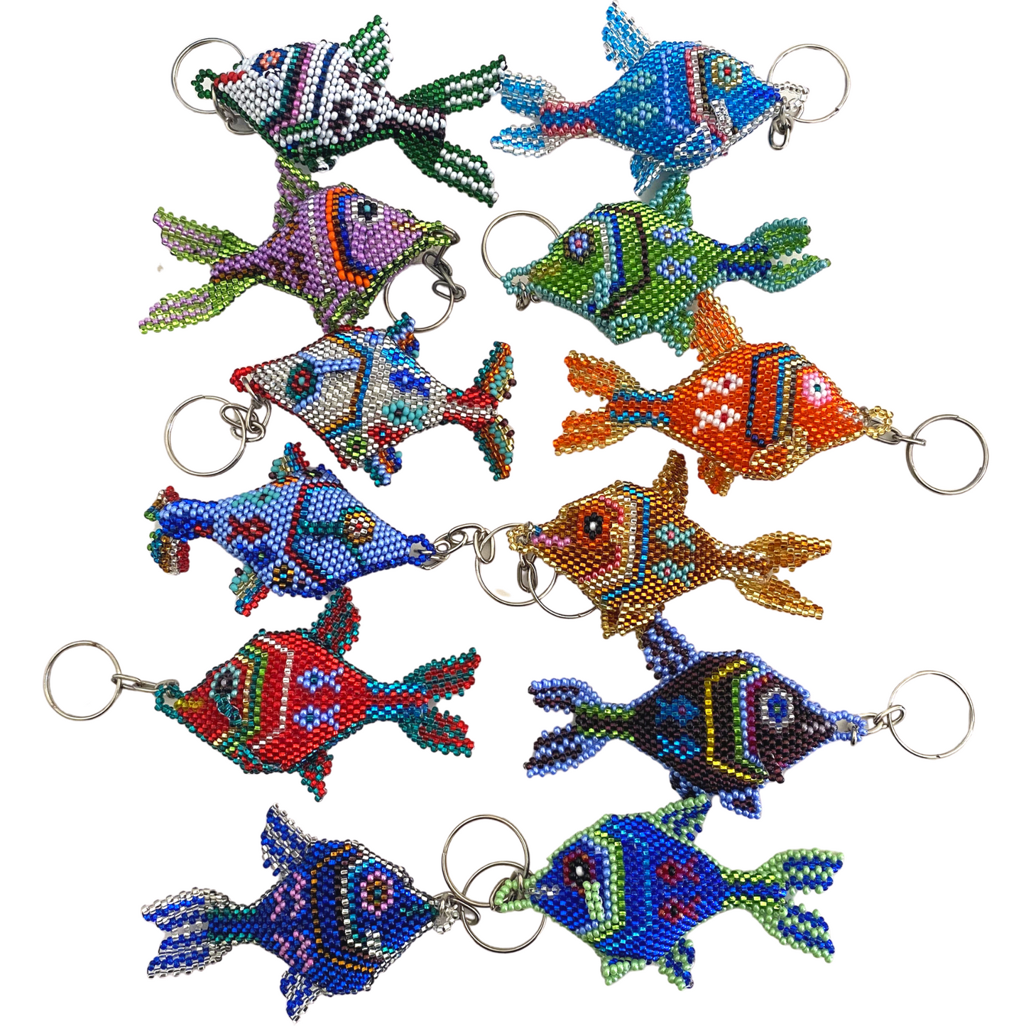 Fish Seed Bead Keychain | Hand Beaded Fair Trade Keychain - Guatemala