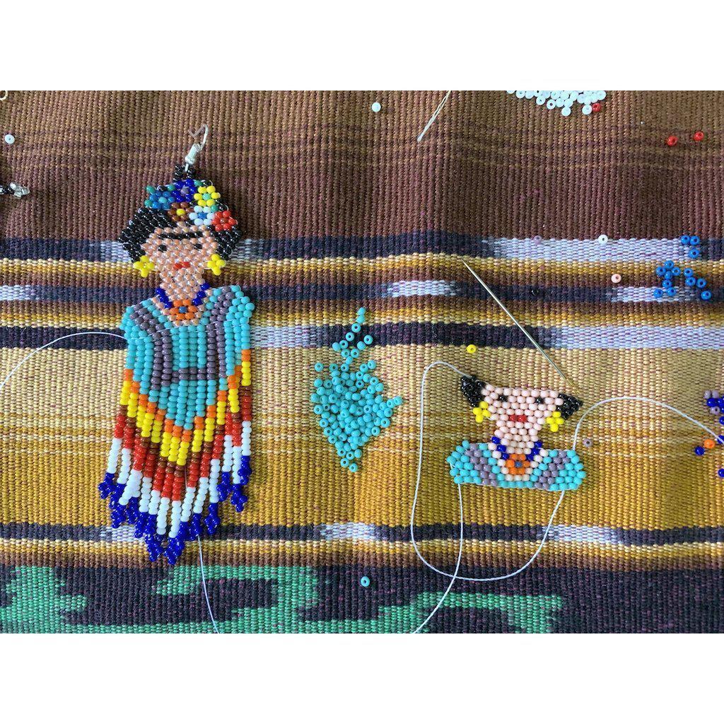 Frida Kahlo Seed Bead Keychain Handmade Beaded Keychain Fair Trade - Guatemala