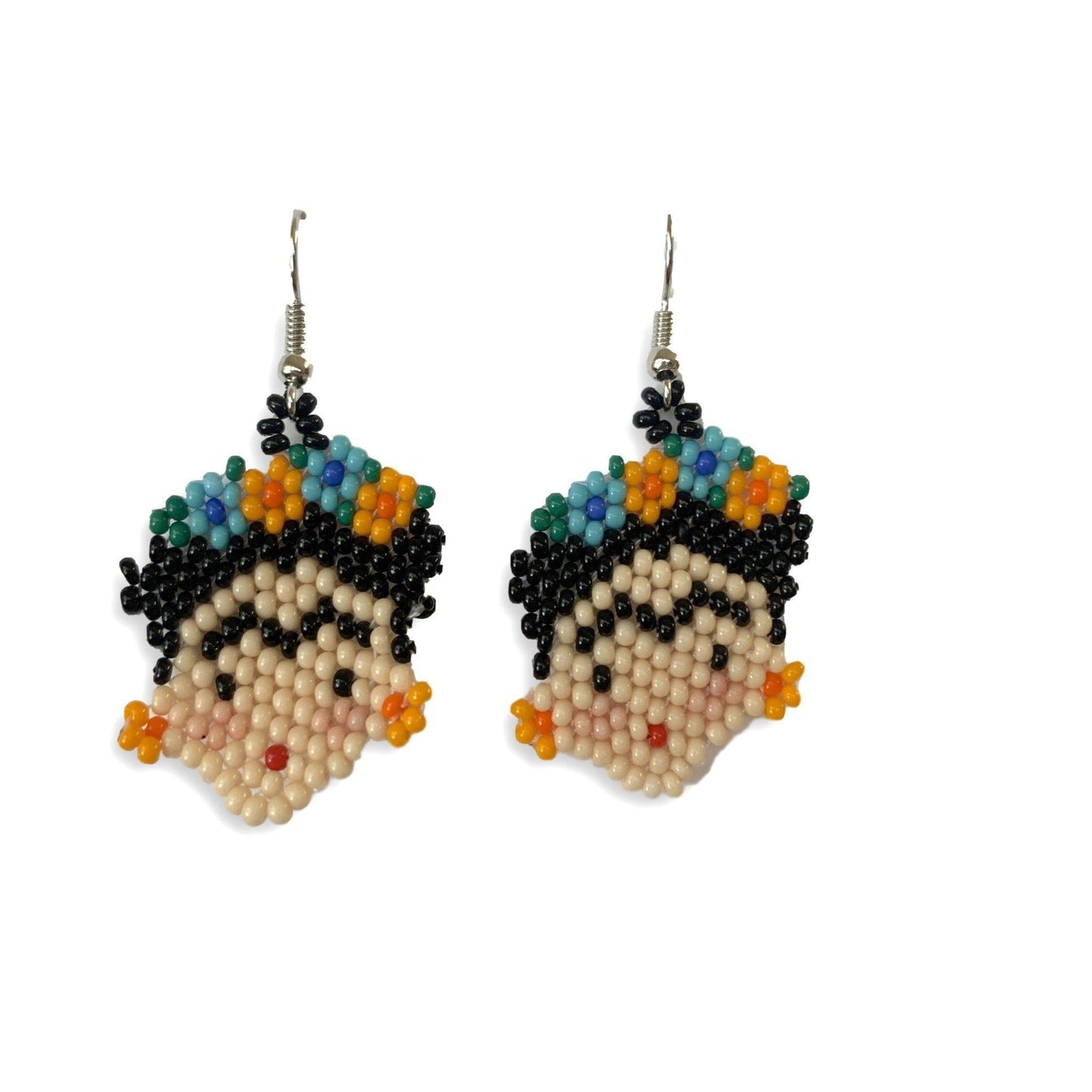 Frida Kahlo Seed Bead Artistic Earrings - Guatemala