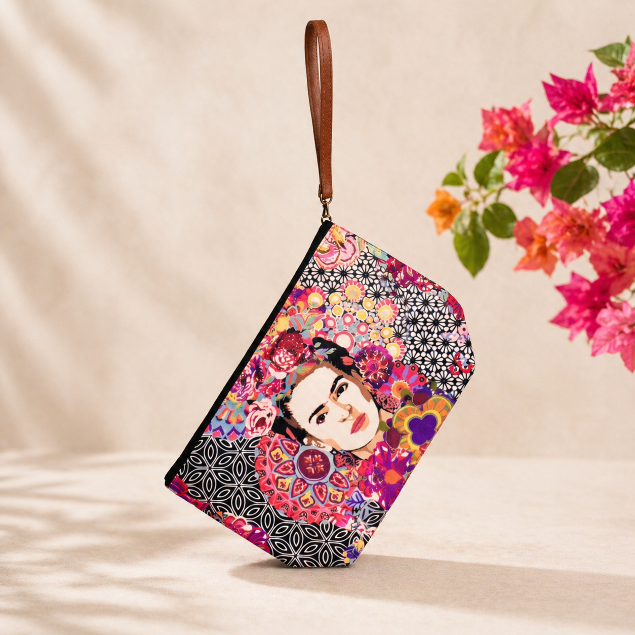 Frida Kahlo Printed Boho Wristlet | Clutch - Thailand